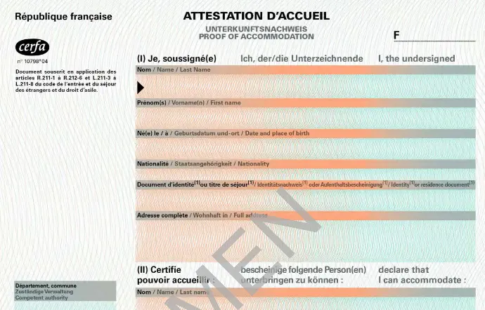 image illustrant l'attestation d'accueil des étrangers