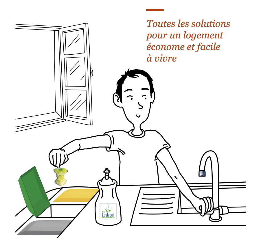 dessin d'un homme en train de faire le tri sélectif